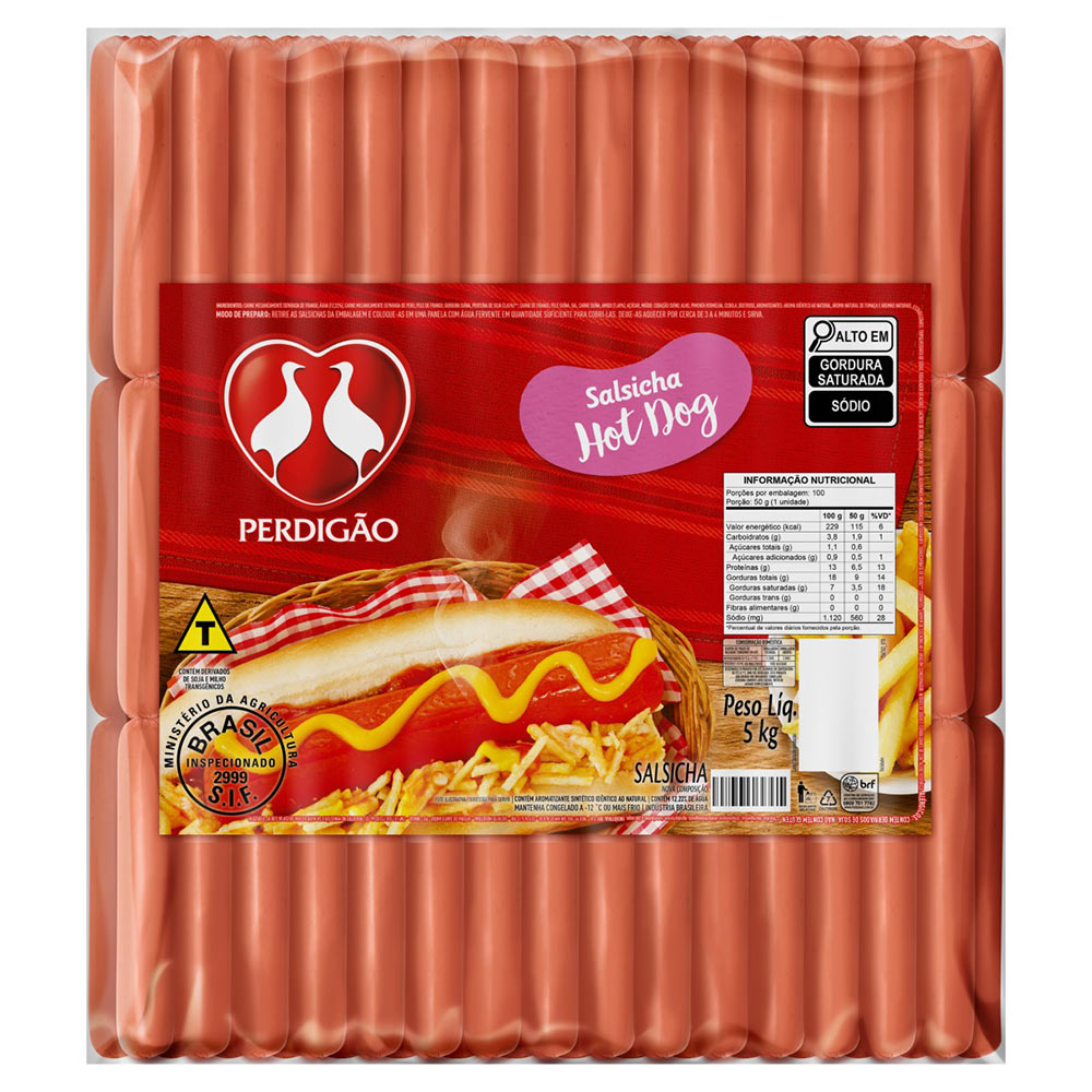 SALSICHA HOT DOG PERDIGAO PACOTE 5KG
